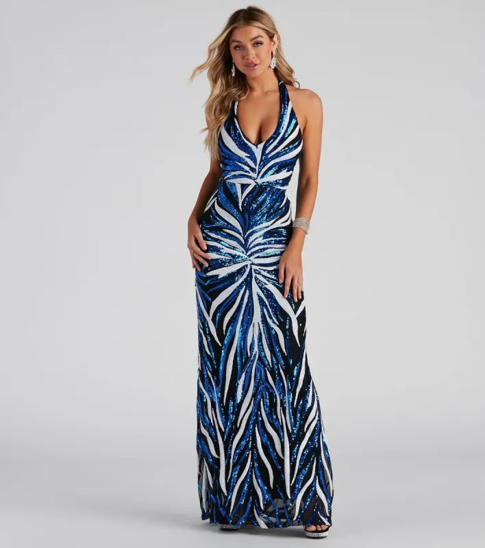 CLEARANCE - Jailene Formal Sequin Halter Dress sold by Windsor