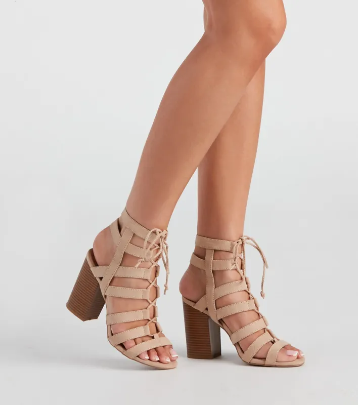 Chic Business Peep Toe Lattice Booties sold by Windsor