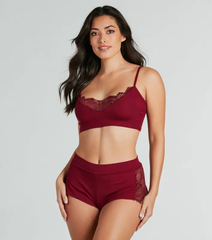 Delicate Lace Secrets Pajama Bralette And Shorts Set sold by Windsor