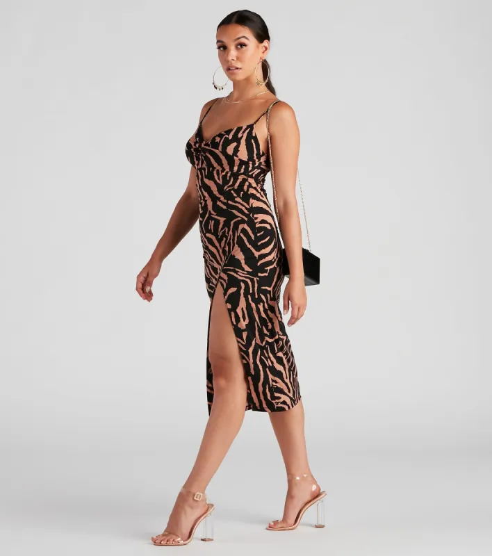 So Sleek Zebra Print Midi Dress sold by Windsor