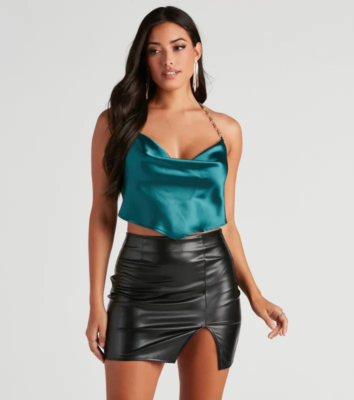 PLACEHOLDER - Haute Nights Satin Chain Strap Top sold by Windsor