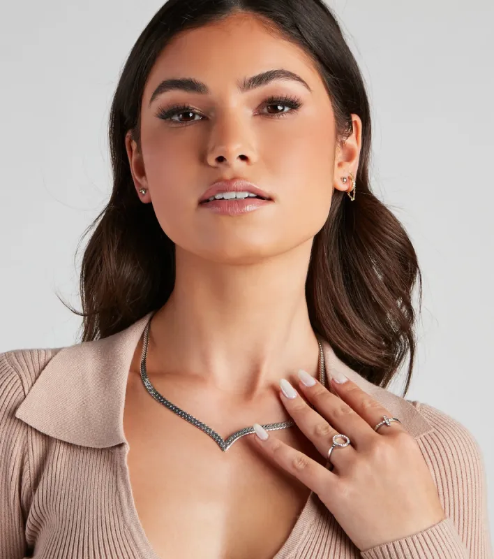 Sleek Snake Chain And Stud Earrings Set sold by Windsor