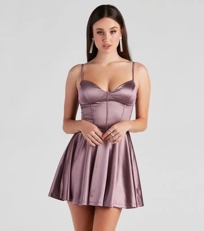 Flirty Feels Satin Skater Dress sold by Windsor