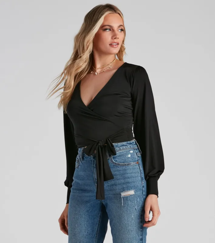 CLEARANCE - Slinky Knit Wrap Front Top sold by Windsor