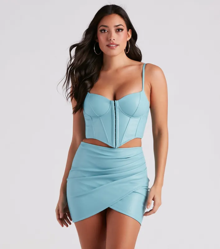 CLEARANCE - Bold Moment Faux Leather Corset Top sold by Windsor
