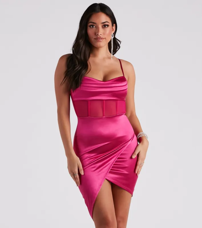 PLACEHOLDER - Daring In Satin Cowl Neck Dress sold by Windsor