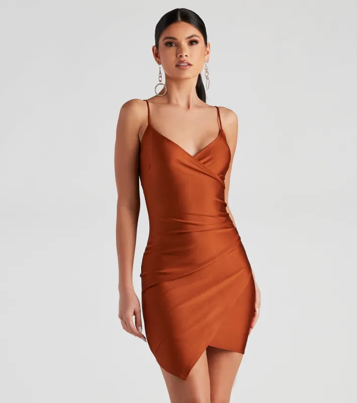Wrapped In Pleats Satin Mini Dress sold by Windsor