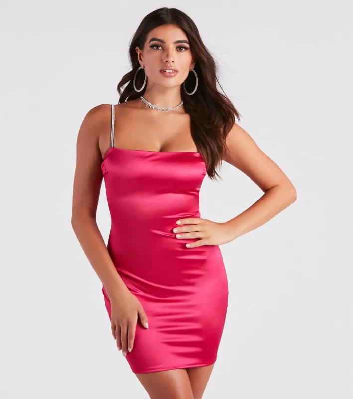 PLACEHOLDER - Va Va Voom Satin Rhine Strap Dress sold by Windsor
