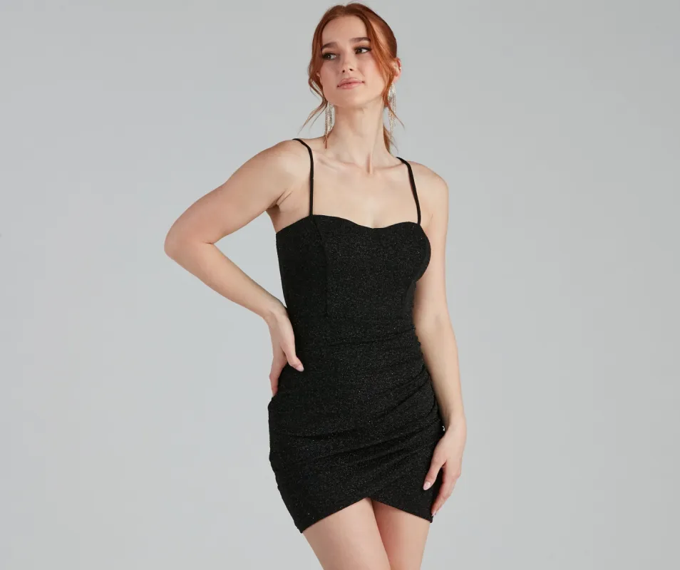 Let It Glitz Glitter Sweetheart Mini Dress sold by Windsor