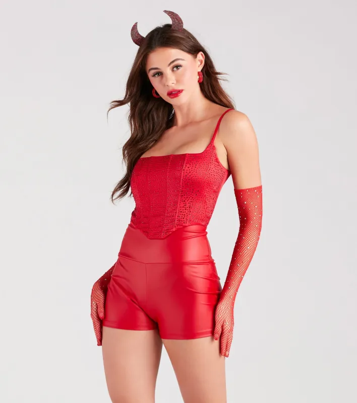 PLACEHOLDER - Heat Of The Moment Rhinestone Satin Corset Top sold by Windsor