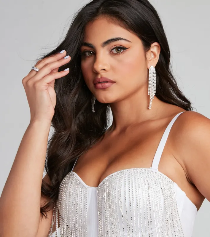 Serve Up Glam Linear Fringe Earrings sold by Windsor