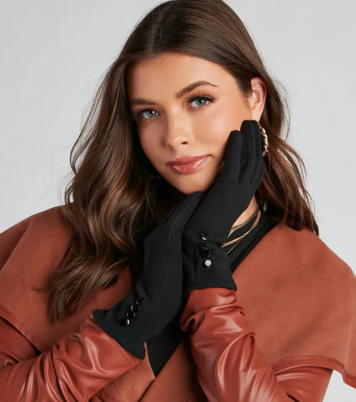 Cozy Elegance Button Trim Gloves sold by Windsor