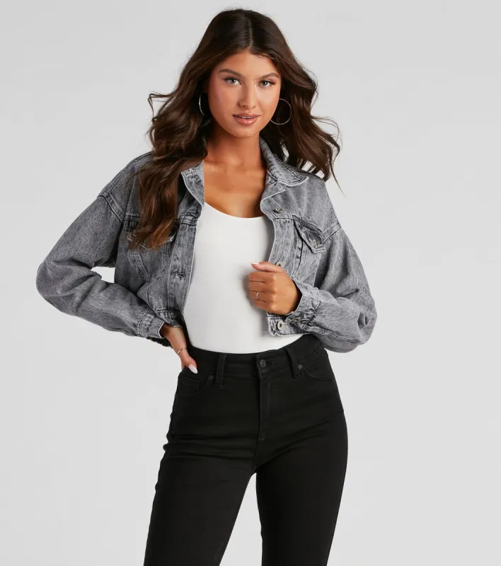 Day Trippin' Acid Wash Denim Jacket sold by Windsor