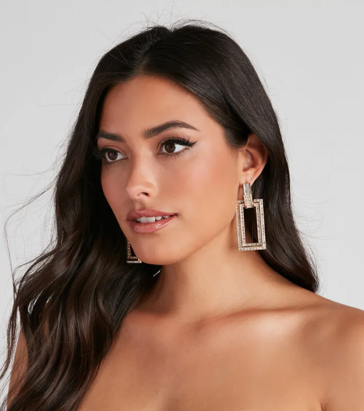 Rhinestone Door Knocker Earrings sold by Windsor