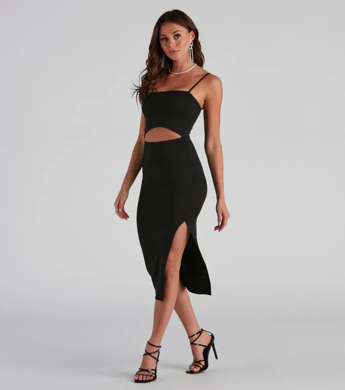 Elevated Knit High Slit Midi Dress sold by Windsor