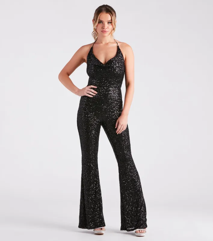 PLACEHOLDER - Dance Floor Diva Sequin Backless Jumpsuit sold by Windsor