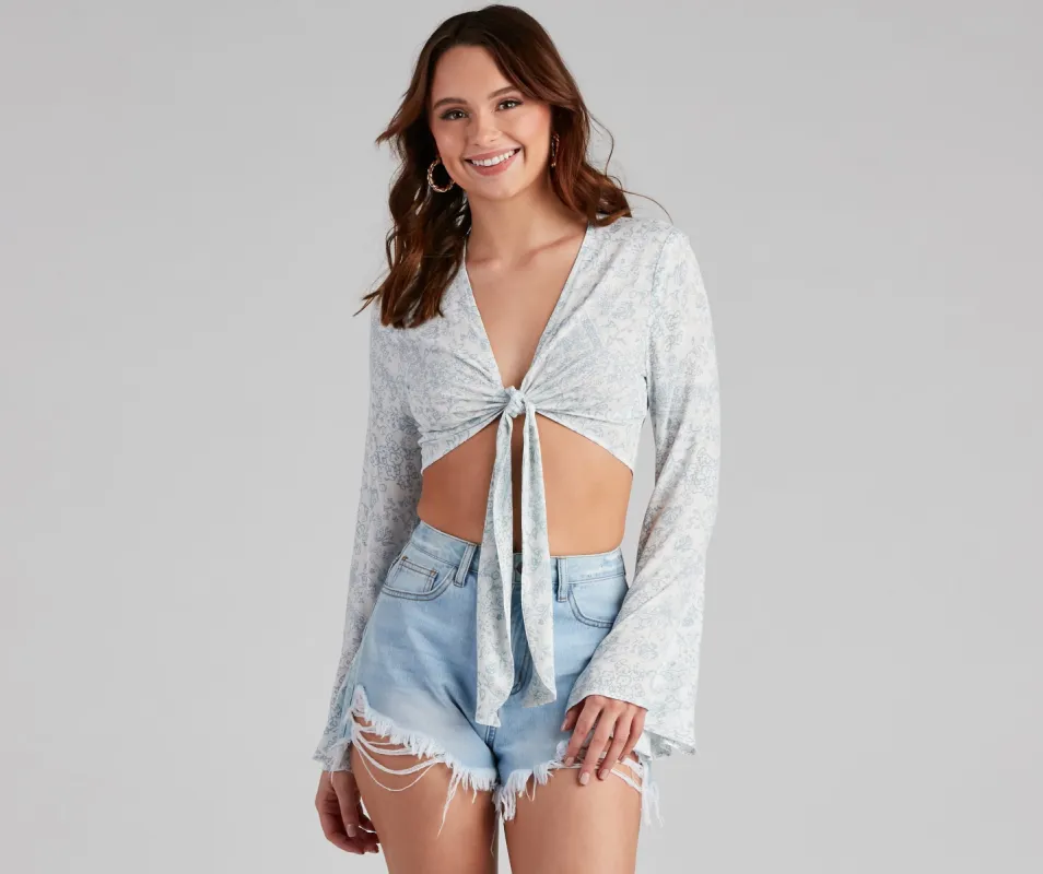 Seaside Chic Cropped Tie-Front Top sold by Windsor