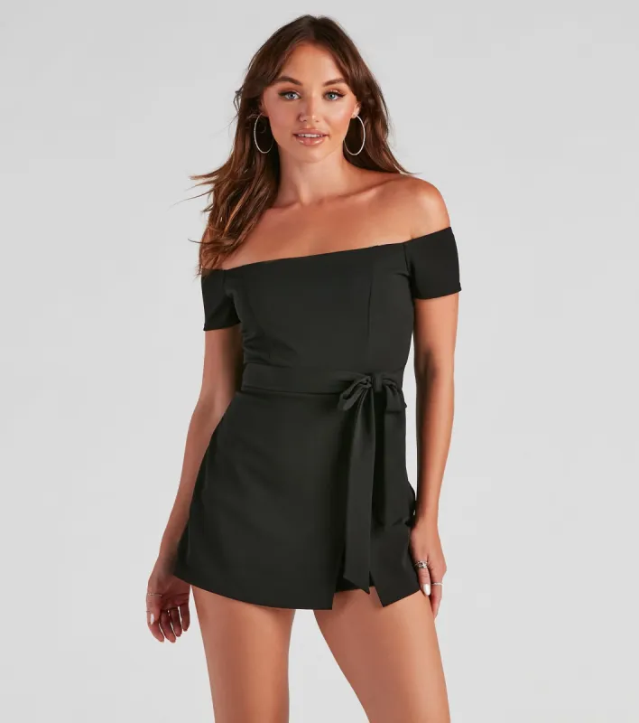 Tied To You Crepe Skort Romper sold by Windsor