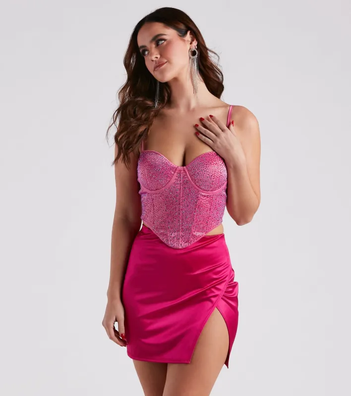 PLACEHOLDER - Sparkly Flirt Satin Heatstone Corset sold by Windsor