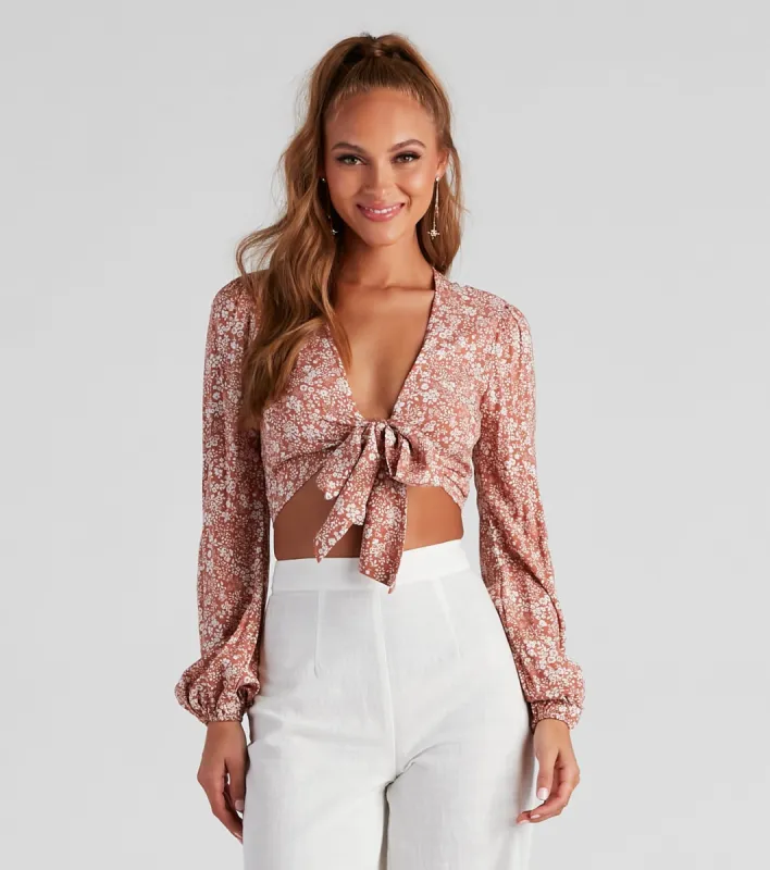 See Me Bloom Floral Tie Front Top sold by Windsor