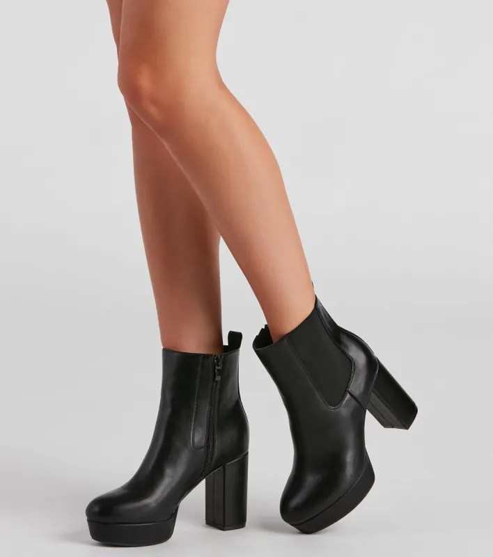 In The Details Faux Leather Platform Booties sold by Windsor