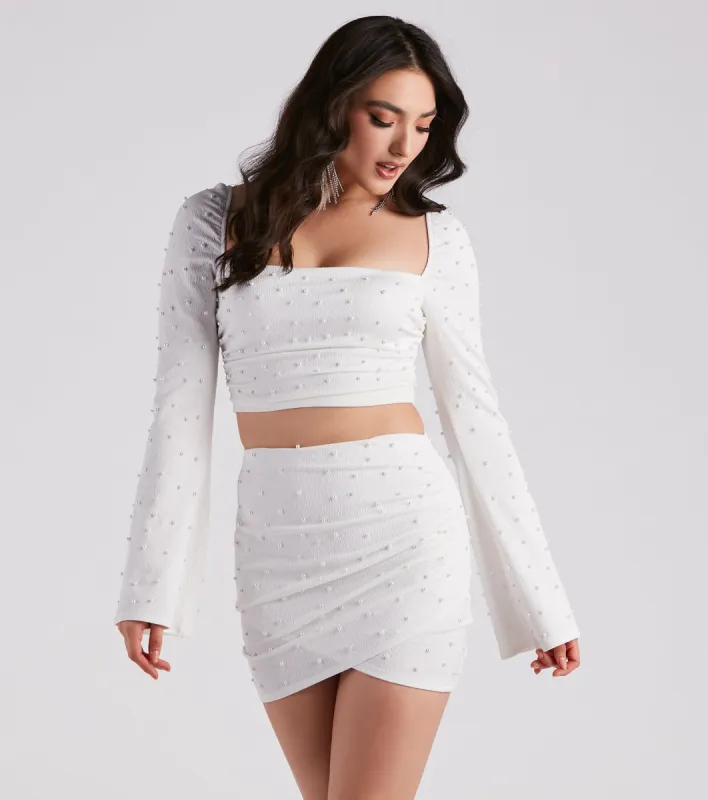 Oh My Pearl Bell Sleeve Crop Top sold by Windsor
