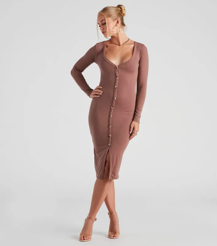 Step It Up Henley Knit Midi Dress sold by Windsor