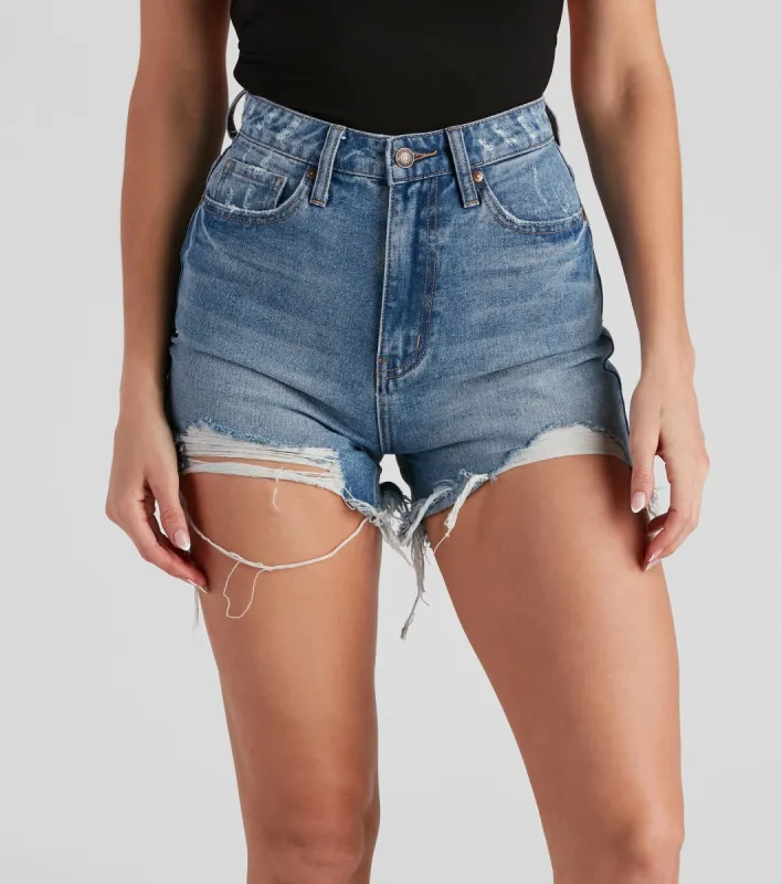 Reese Extra High Waist Cutoff Denim Shorts by Windsor Denim sold by Windsor