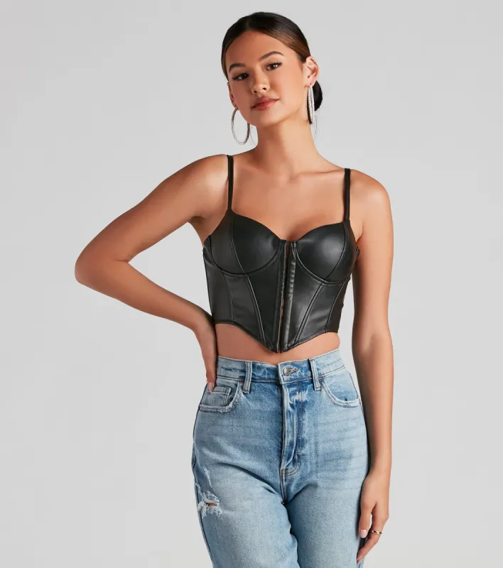 PLACEHOLDER - Bold Moment Faux Leather Corset Top sold by Windsor