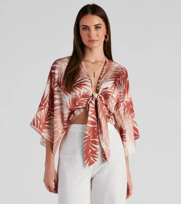 Out Sailing Satin Tie-Front Top sold by Windsor