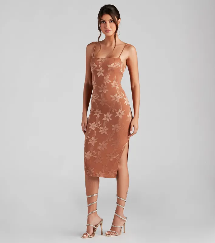 Style Goals Floral Mesh Midi Dress sold by Windsor