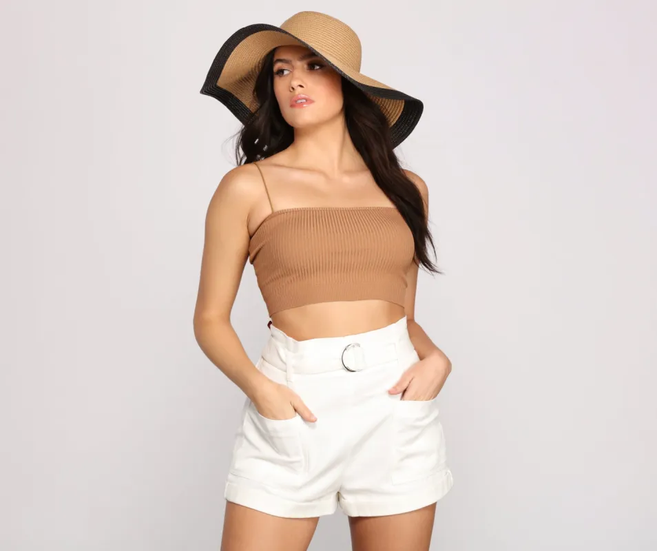 Basic Ribbed Knit Crop Top sold by Windsor