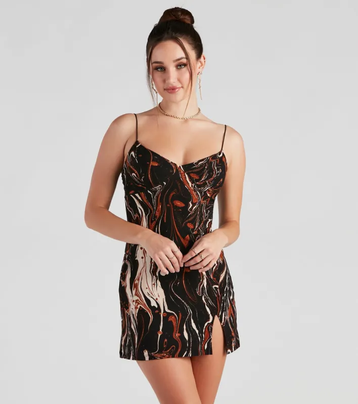 Perfect Swirls V-Neck Mini Dress sold by Windsor