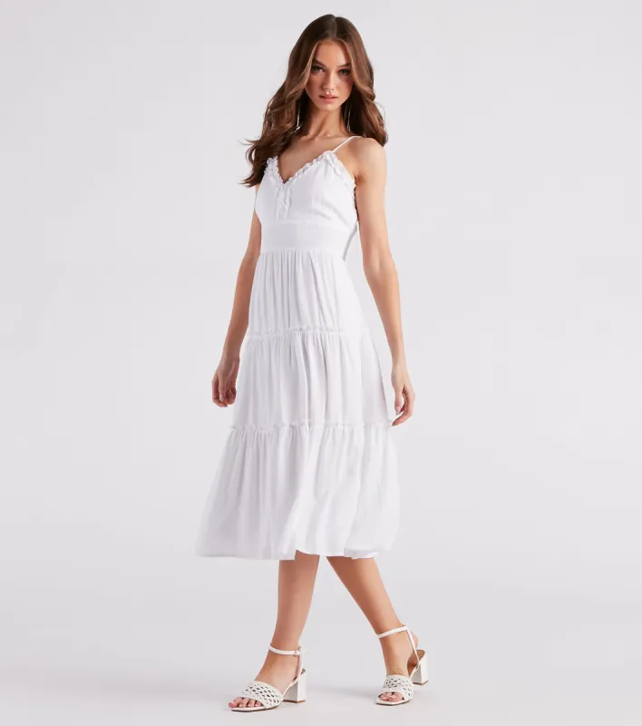 Sunshine On My Mind Linen Midi Dress sold by Windsor