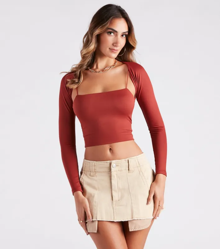 PLACEHOLDER - Smooth Silhouette Long Sleeve Bolero sold by Windsor