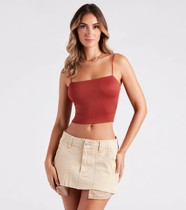 PLACEHOLDER - Smooth Silhouette Square Neck Tank Top sold by Windsor