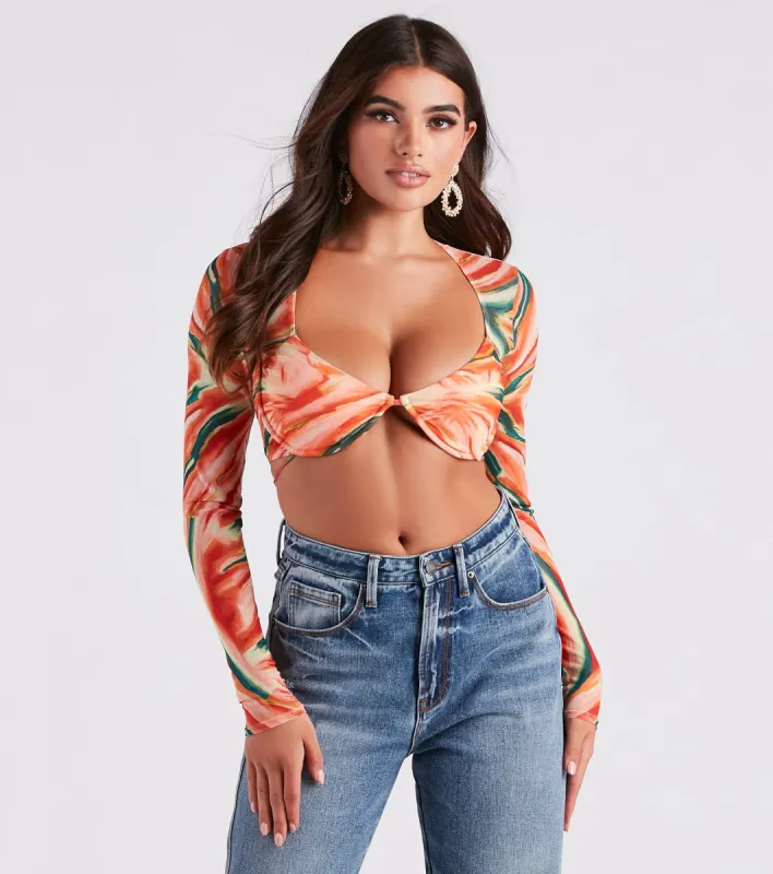 Bold Allure Watercolor Print Bra Top sold by Windsor