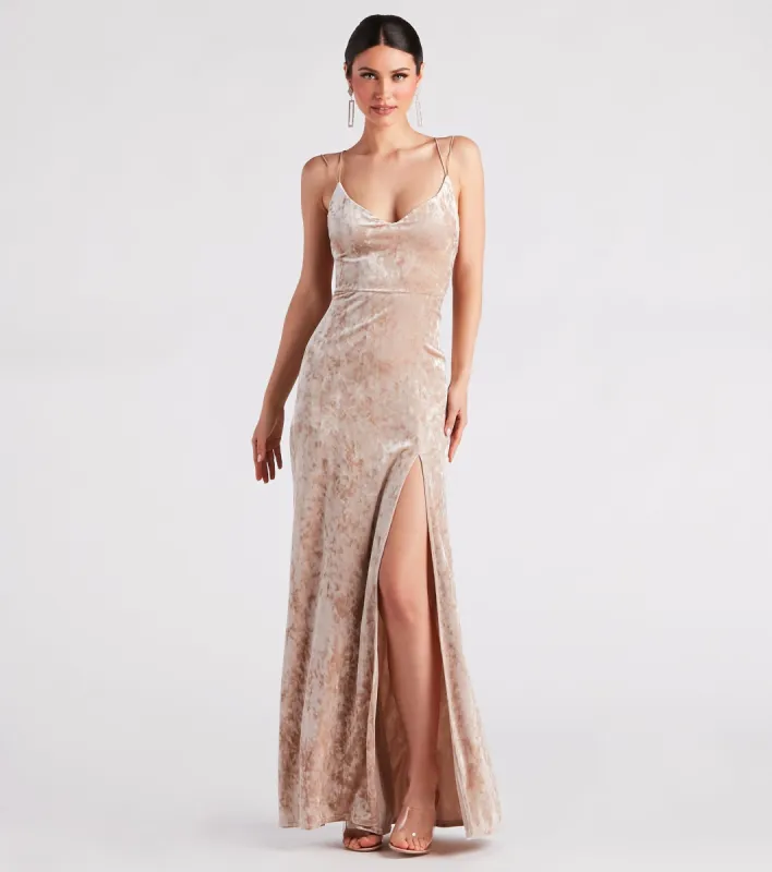 Samaria Formal Crushed Velvet Long Dress sold by Windsor