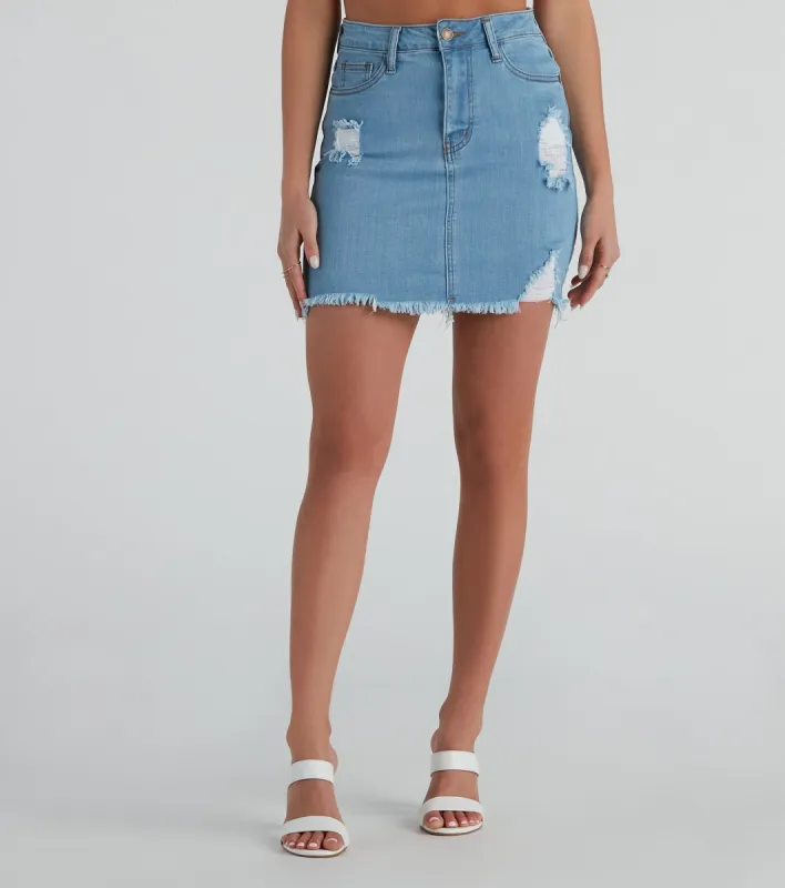 Ally High-Rise Denim Mini Skirt by Windsor Denim sold by Windsor