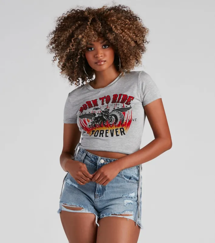 Born To Ride Jersey Graphic Tee sold by Windsor