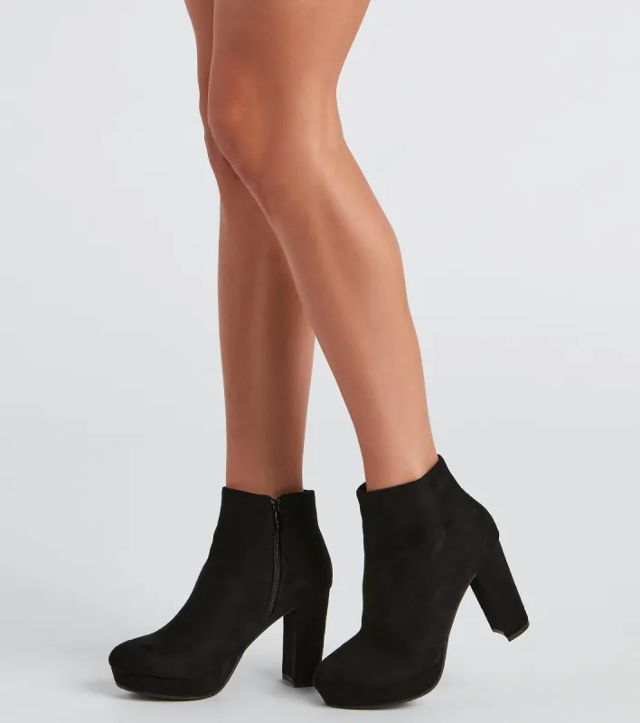 Sleek Ambition Faux Suede Booties sold by Windsor
