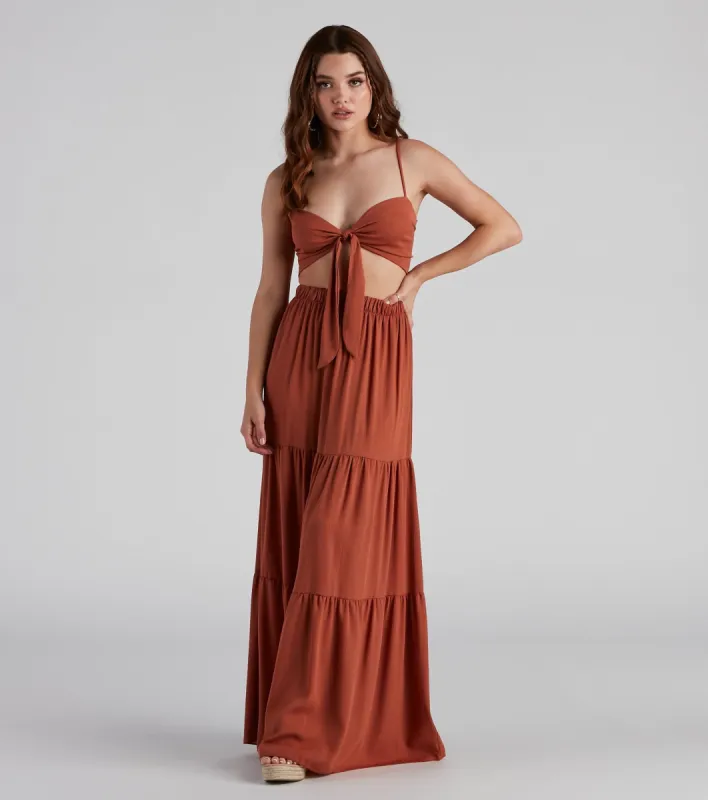 Let's Get Together Tie-Front Crop Top sold by Windsor