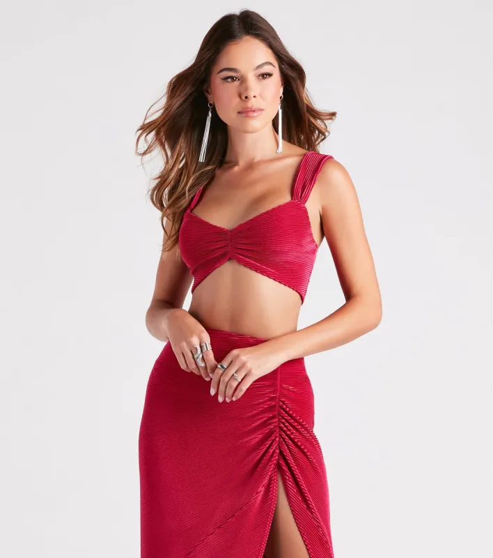 Always Impressed Satin Pleated Crop Top sold by Windsor