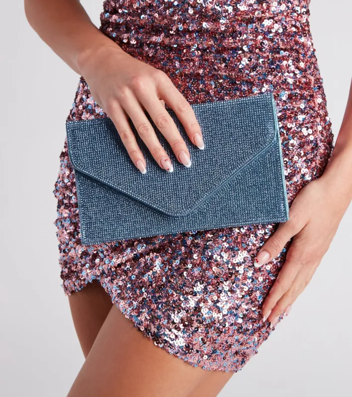 Keep Me Sparkly Rhinestone Envelope Clutch sold by Windsor