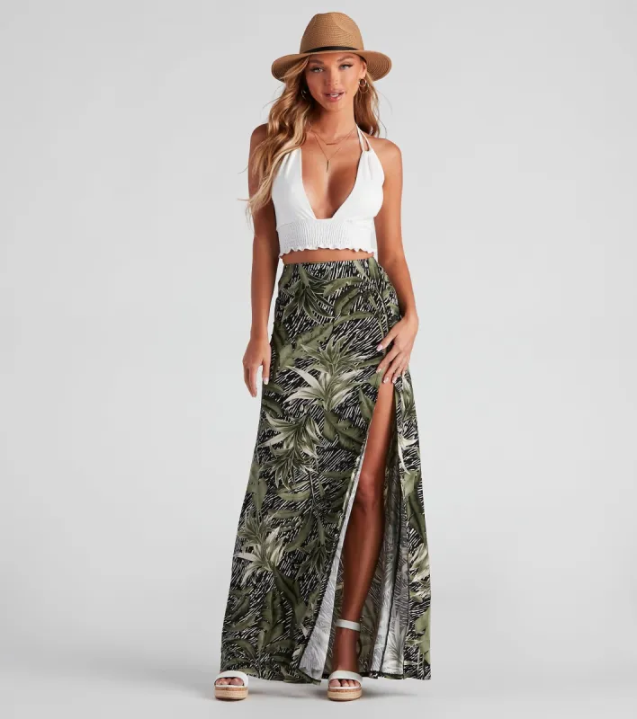 Cali Palms Tropical Slit Maxi Skirt sold by Windsor