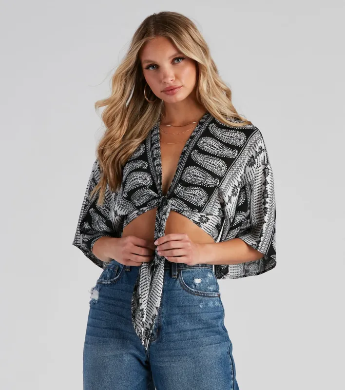 Effortless Boho-Chic Tie-Front Top sold by Windsor