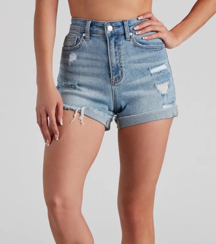 Meli Mid-Rise Cuff Denim Shorts By Windsor Denim sold by Windsor