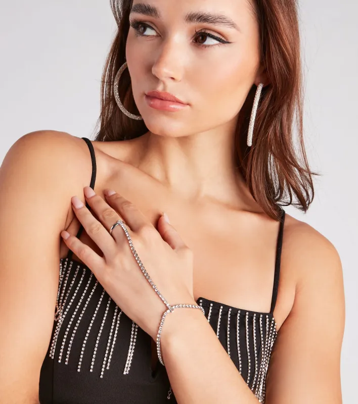 Oh-So-Luxe Rhinestone Hand Chain Bracelet sold by Windsor