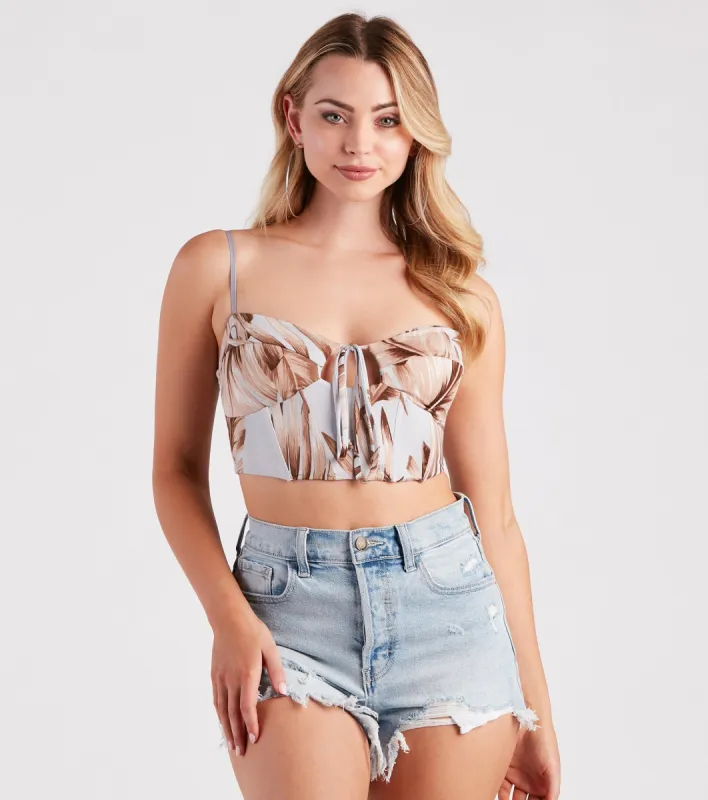 So Beachy Tropical Print Cropped Bustier sold by Windsor