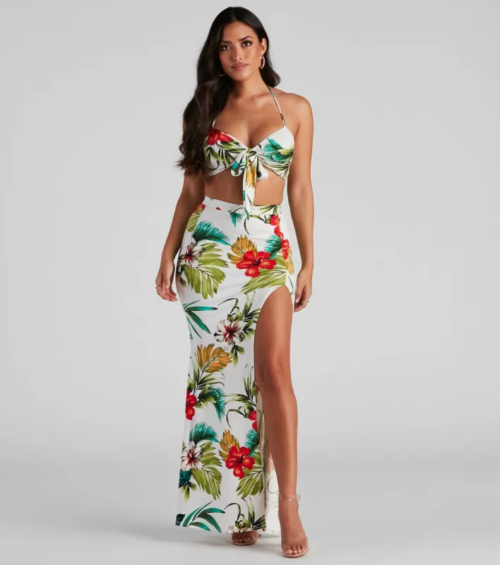 Tropical Glam Tie Front Top sold by Windsor